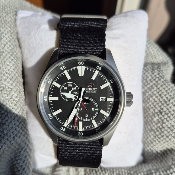 Orient Defender II Automatic Watch, Black Dial, Satin Silver Case, Nato Strap - Picture 2 of 10